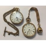 A gold plated pocket watch, subsidiary seconds dial, A.W.W and Co.