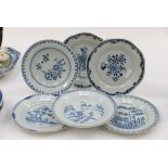 Six blue and white plates (Chinese export wares)