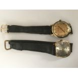 An Accurist gentleman's wristwatch in yellow metal with baton numerals and date aperture,