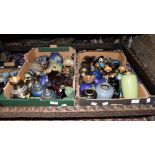 Tow boxes of cloisonne ware including pairs of vases,
