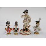 Three twentieth Century Rudolph Kammer porcelain busts of Georgian and Victorian military figures,