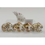 Two Royal Crown Derby Rocky Mountain Bears, two with Russian Bears and Posie Bear (5 items,