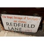 An enamel Royal Borough of Kensington and Chelsea Redfield Lane sign