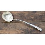 A George II silver Old English pattern soup ladle with scallop bowl, London, probably 1776, maker T.