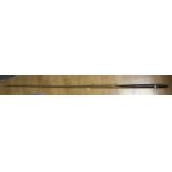 A Sidney Smith snooker cue with plaque noting 'The Sidney Smith cue,