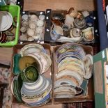 Two boxes of decorative plates including Doulton series ware and majolica,