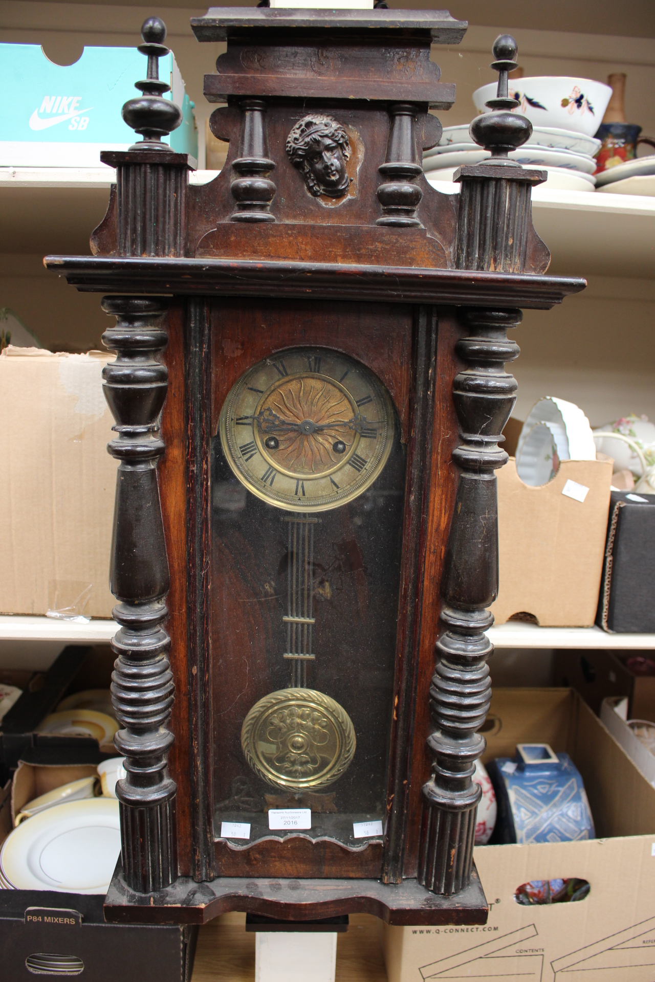 Victorian 19th century walnut, 8 day movement,