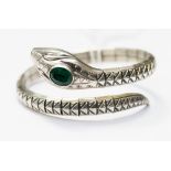 A German Art Deco articulated silver bangle in the form of a serpent,