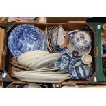 One box of blue and white and Japanese ceramics (1)