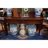 George III mahogany sideboard, fitted with two bowed edge frieze drawers,