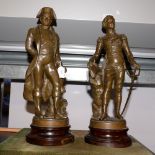 Pair of bronzed spelter figures of Napoleon and Wellington