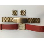 A circa 1950s Swiss made 14k gold cased wristwatch, with original gold bracelet,