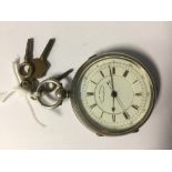 A silver centre records chronograph, pocket watch keywind movement,