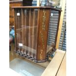 Sewing Interest: oak shop counter display unit for cotton reels marked 'Listers Imperial Silks'