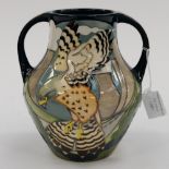 A Moorcroft first quality, trail twin handled vase in the 'Kestrels' pattern, dated to the base 21.