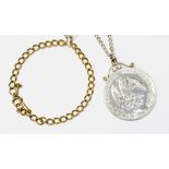 A Republic of Mexicana silver 1887, mounted as pendant, Libertal coin with chain,