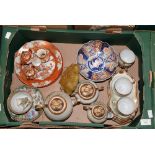 One box of Chinese/Japanese ceramics, to include a famille rose cup and saucer,