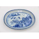 Blue and white oval dish,