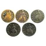 1674 and 1675 Charles II Farthings, 1694 William and Mary Farthing,