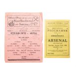 Arsenal Interest: A pair of Arsenal away programmes to comprise: Brenford v.