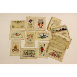 A collection of over thirty WW1 Silk Postcards.