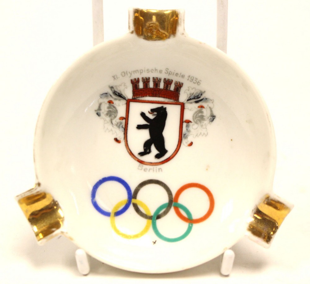 Olympic Interest: A Berlin 1936 Olympics ashtray, 'XI Olympische Spiele 1936 Berlin'.