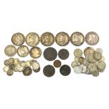 Crowns 1821, 1887, 1889, 1891 x 2, Double Florin 1890, Silver coins Pre 20, 2.