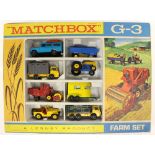 Matchbox: A boxed G-3 Farm Set comprising 12 Land Rover Safari, 40 Hay Trailer, 37 Cattle Truck,