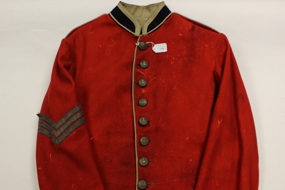 Victorian Derbyshire Rifle Volunteers Red Dress uniform tunic, rank of Sgt. Moth damaged overall.