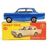 Dinky: A boxed Vauxhall Viva, 136, dark metallic blue body, red interior, vehicle good,