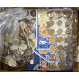A box of UK and World coins,