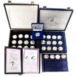 Silver Proof collection of Diana Princess of Wales 29 Crown size coins in two presentation cases