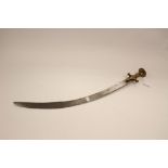 19th Century Indian Talwar style sword with gilt neillo floral decorated hilt. 72 cm curved blade.