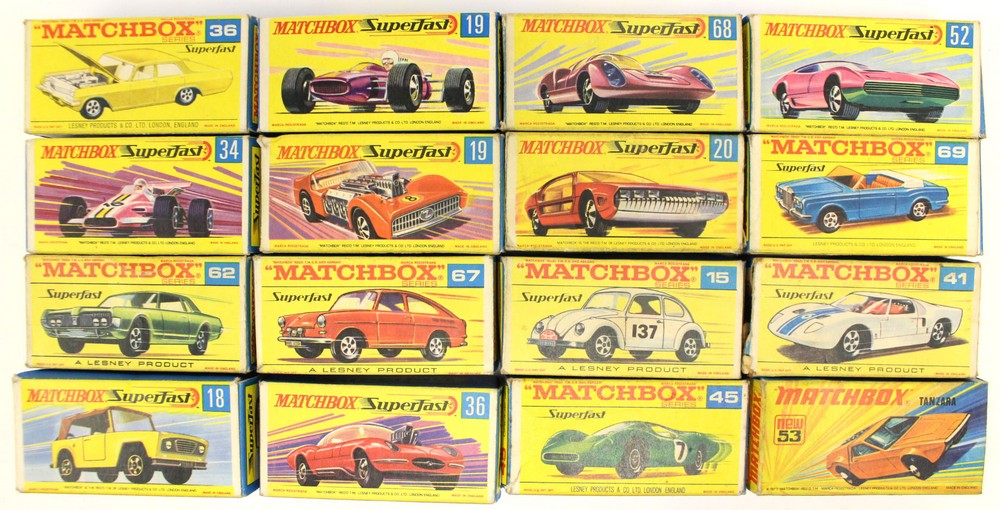 Matchbox: A collection of boxed Matchbox vehicle to comprise: 34D, 18E, 62C, 36C, 67B, 45C, 69C,