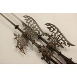 A Pair of 19th Century Austrian Halbards. Each is 95 inches in overall length. The spikes unscrew.