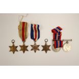 WW2 British Medals: 1939-45 Star, Africa Star x2 France & Germany Star,