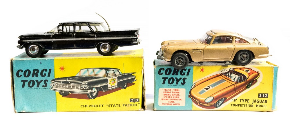 Corgi: A boxed Chevrolet 'State Patrol' 223, plain black livery,