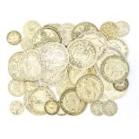 A bag of mixed Pre 20 and Pre 47 silver coins, 5.35 ozt approx and 4.