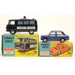 Corgi: A boxed Commer police Van with Flashing Light, 464, vehicle good, box written on,