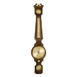 A 19th Century Edward Davis of Leeds flame mahogany stick barometer, swan neck pediment,