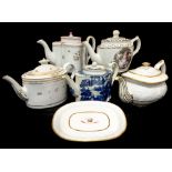 Staffordshire teapots, including Stevenson, Chamberlains, Worcester, Coalport, Thomas Harley,