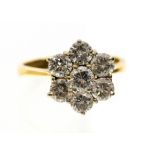 ***CLIENT COLLECTED 18/12/17 JM S ***A diamond flower head 18ct yellow gold cluster ring,