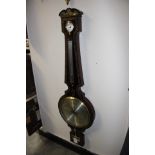 A 19th Century rosewood and mother of pearl inlaid barometer, the dial signed F.