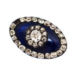 A Georgian diamond and blue glass marquise shape brooch circa 1800-1820,