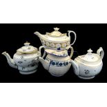 Four teapots including Chamberlains Worcester, Hackwood Jasperware,