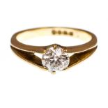 A Gents diamond solitaire signet style 18ct yellow gold ring,