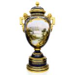 A Coalport Chatsworth House vase, the central image of Chatsworth painted by J H Plant,