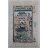 Indian School, probably 18th or 19th century, manuscript leaf depicting Mughal court scene,