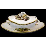 A Spode scene painted sauce tureen and stand,