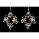 **REOFFER IN JANUARY A&C £700-£1,000** A pair of Victorian diamond set garland style drop earrings,